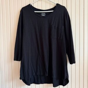 Chicos The Ultimate Tee Black 3/4 Sleeve Pocket T-Shirt Cotton Modal Plus Size 4